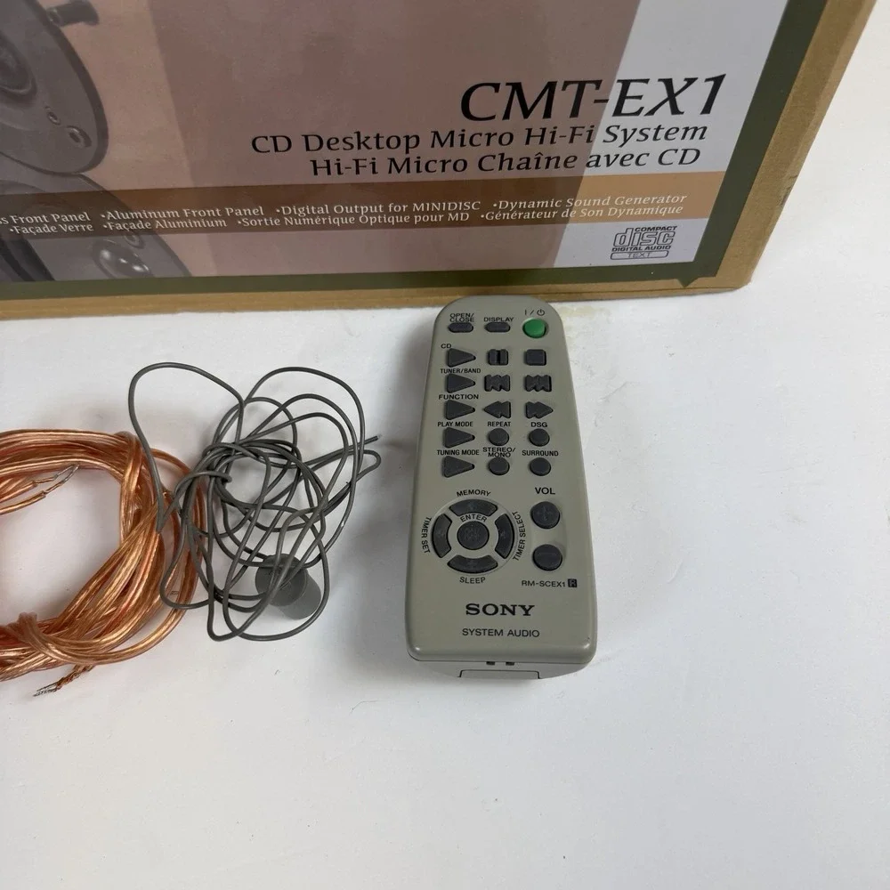 Sony CMT-EX1 Desktop Micro Hi-Fi CD System w/ Speakers Remote Box Tested